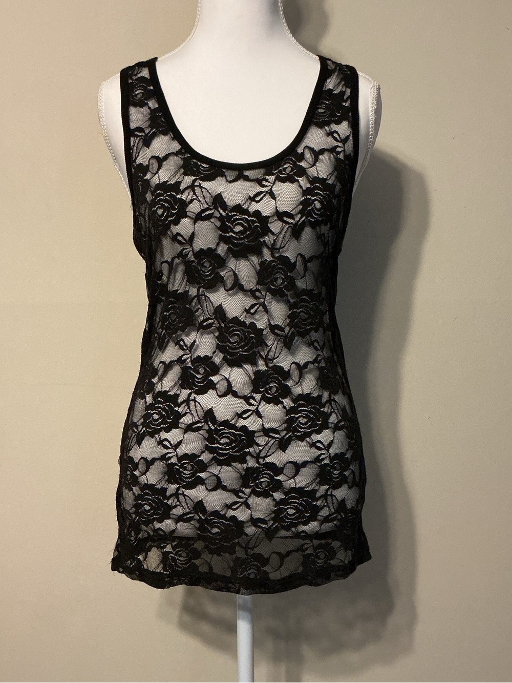 Color Story Black Floral Lace Tank Top